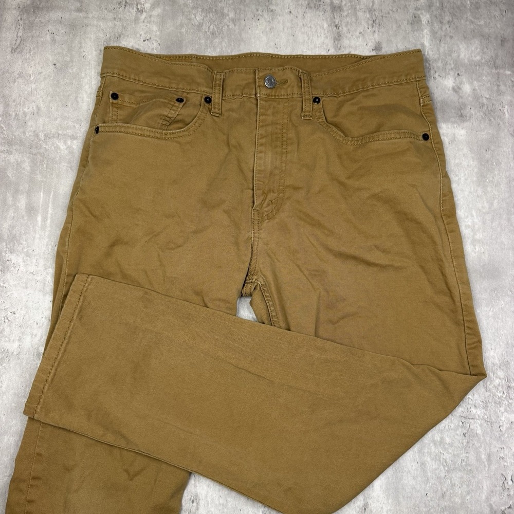 Levis 502 Taper Fit Pants Stretch Cotton Brown 34x28 Brown Khaki Chinos USA